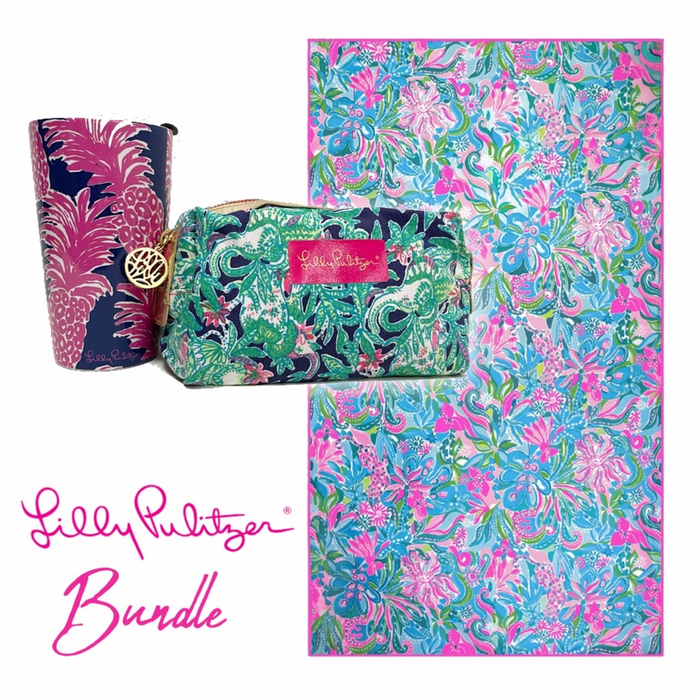 Lilly Pulitzer Lounge Towel + Mug + Pouch BUNDLE 🏝️